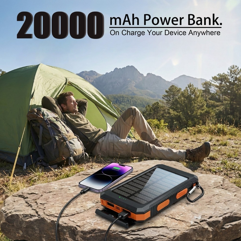 Portable Charger 20000Mah - Solar Power Bank10000/20000MAH Taşınabilir Hızlı Şarj