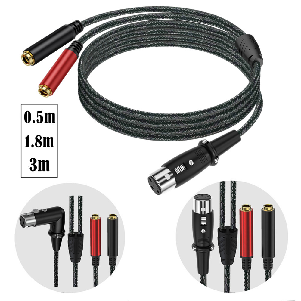 Earphone Splitter Jack - 3Pin XLR Dişi Çift 6.35mm TRS