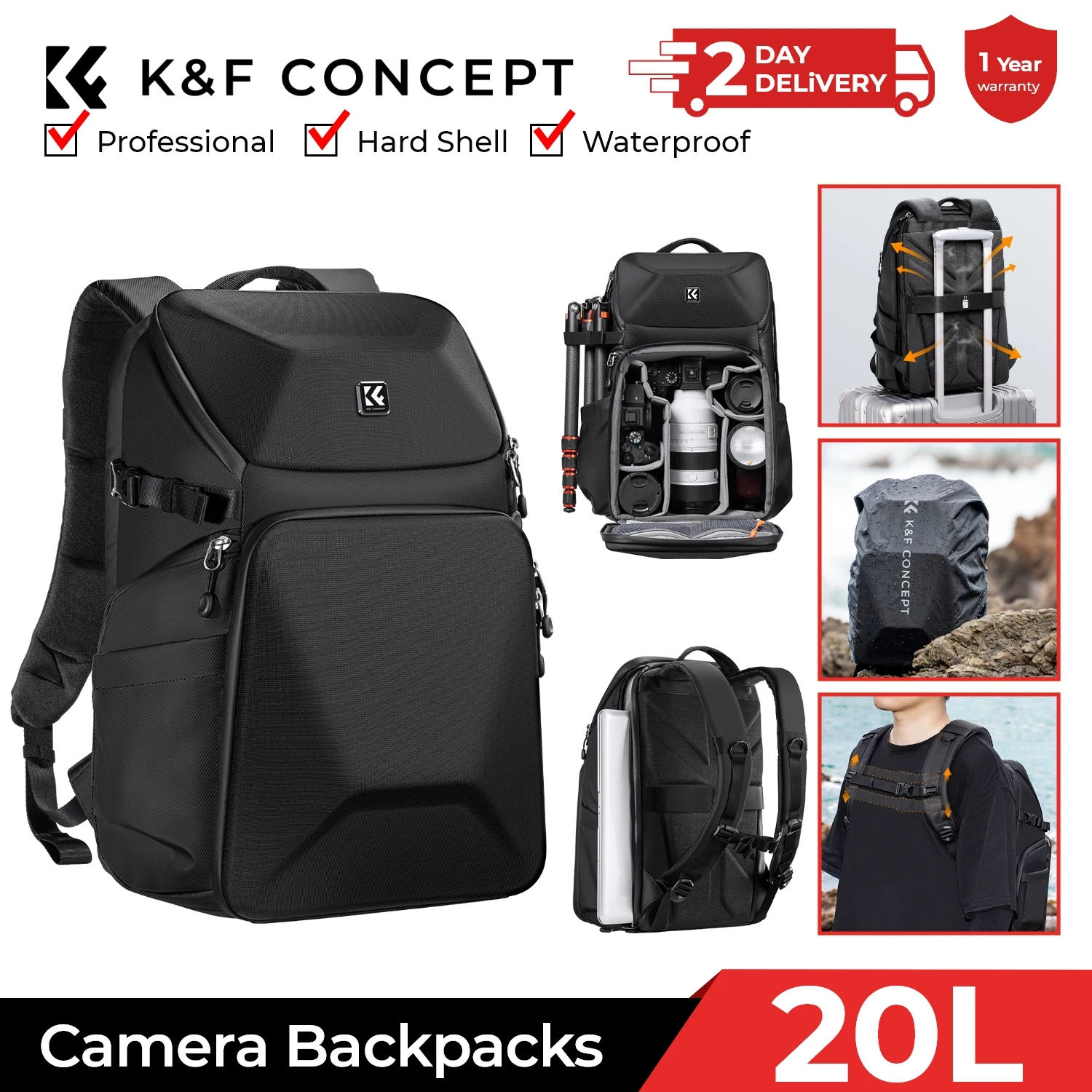 Phone Accessories For Photography - K&F CONCEPT 20L Kamera Sırt Çantası