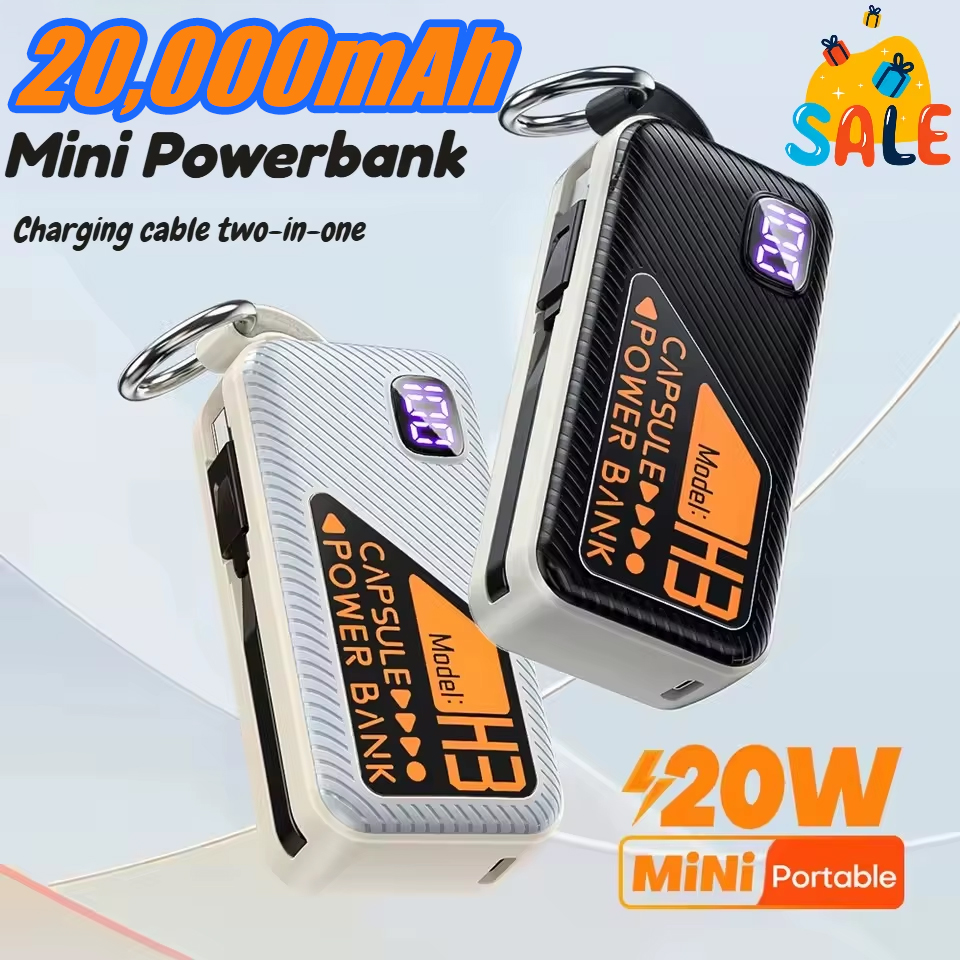 Portable Charger 20000Mah - Mini Güç Bankası 20000mah Dahili Kablo