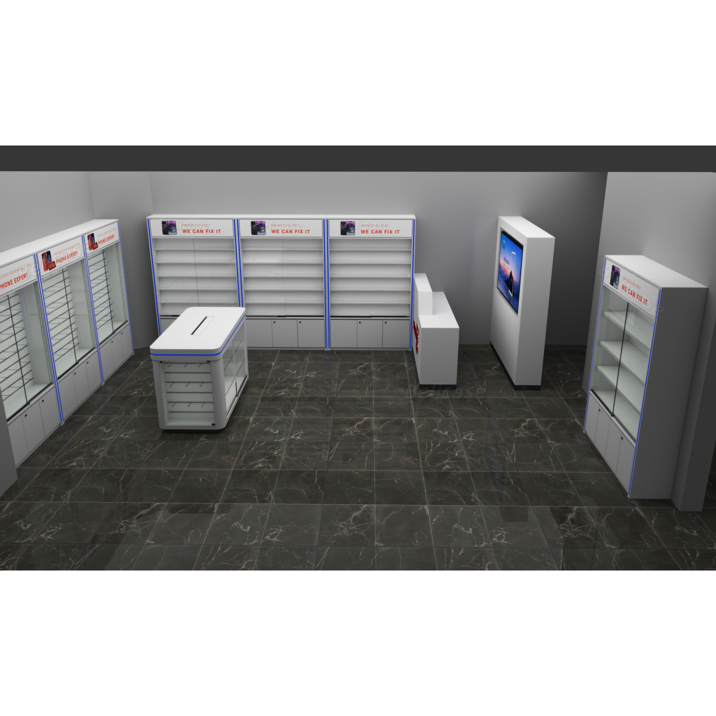 Phone Accessories Rack Display - Cep Telefonu Mağazası Slatwall Teşhir Rafları,