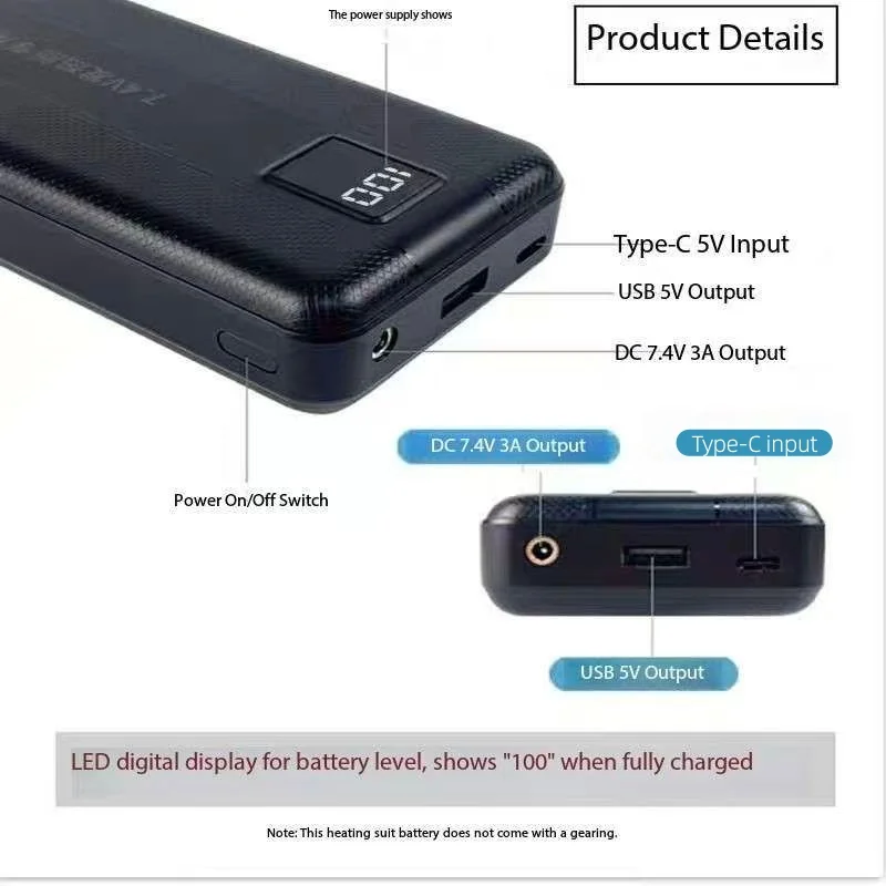 Portable Charger 20000Mah - Yeni Büyük Kapasiteli 7.4V/3A/16000mAh/20000mAh Güç Bankası