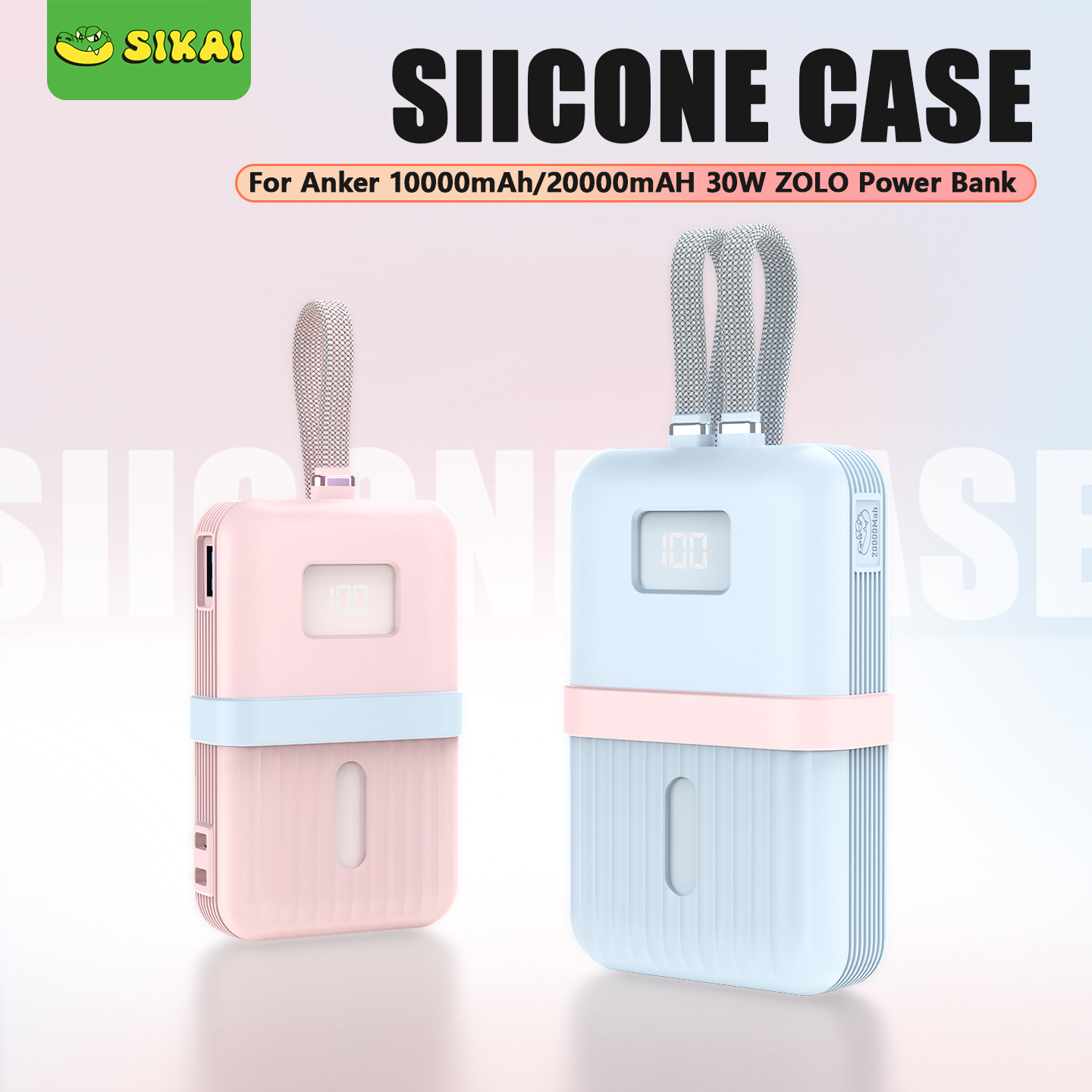 Portable Charger 20000Mah - SIKAI silikon kılıf Anker 10000/20000 mAh