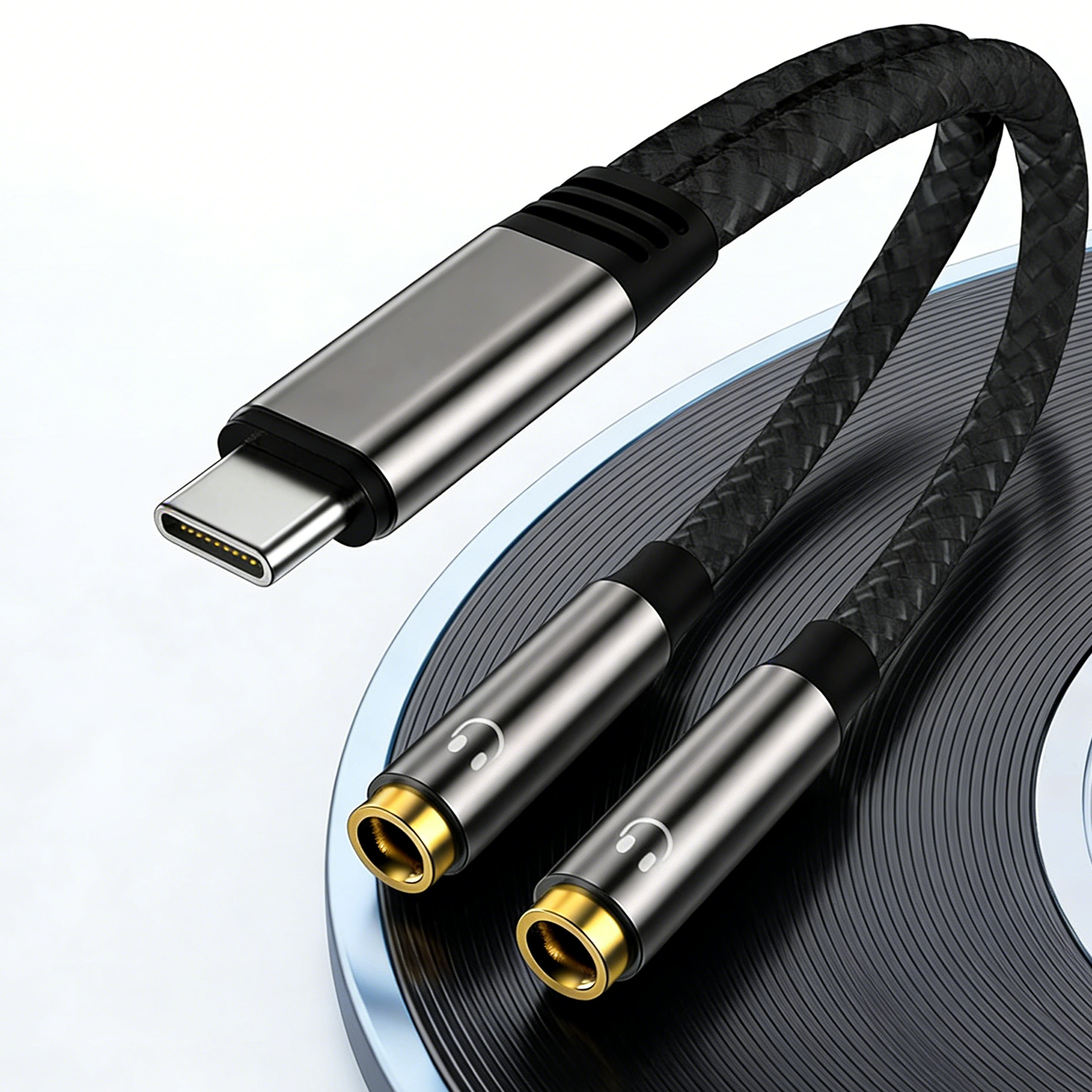 Earphone Splitter Jack - USB C - Çift 3.5mm Dişi