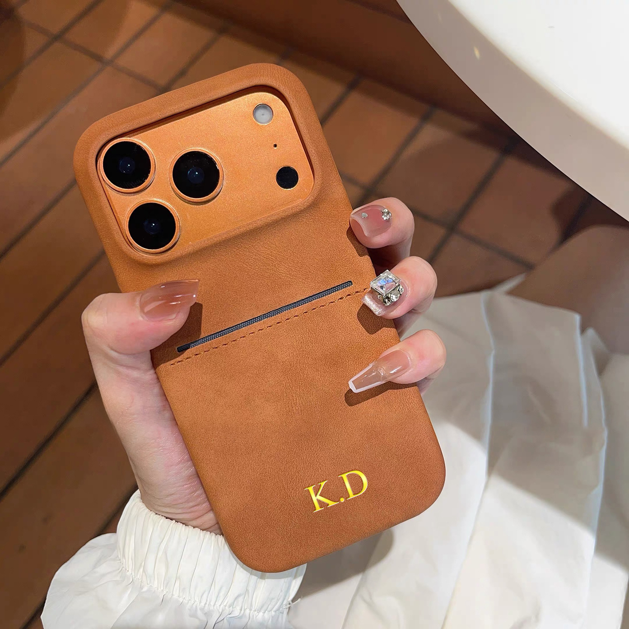 Phone Accessories Names - Kişiselleştirilmiş Vintage Suni Deri Kartlıklı iPhone