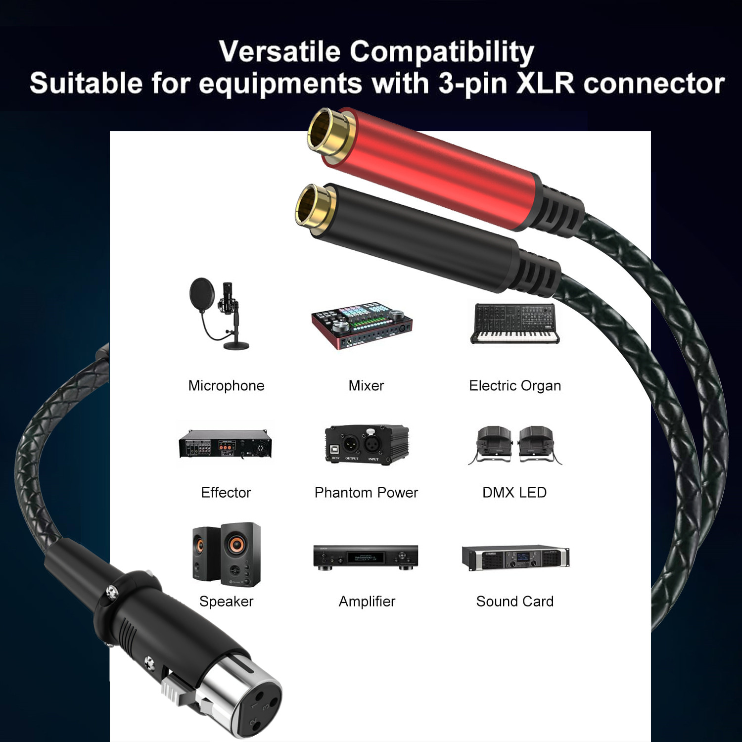 3Pin XLR Dişi Çift 6.35mm TRS  - Earphone Splitter Jack incelemesi ve fiyatı