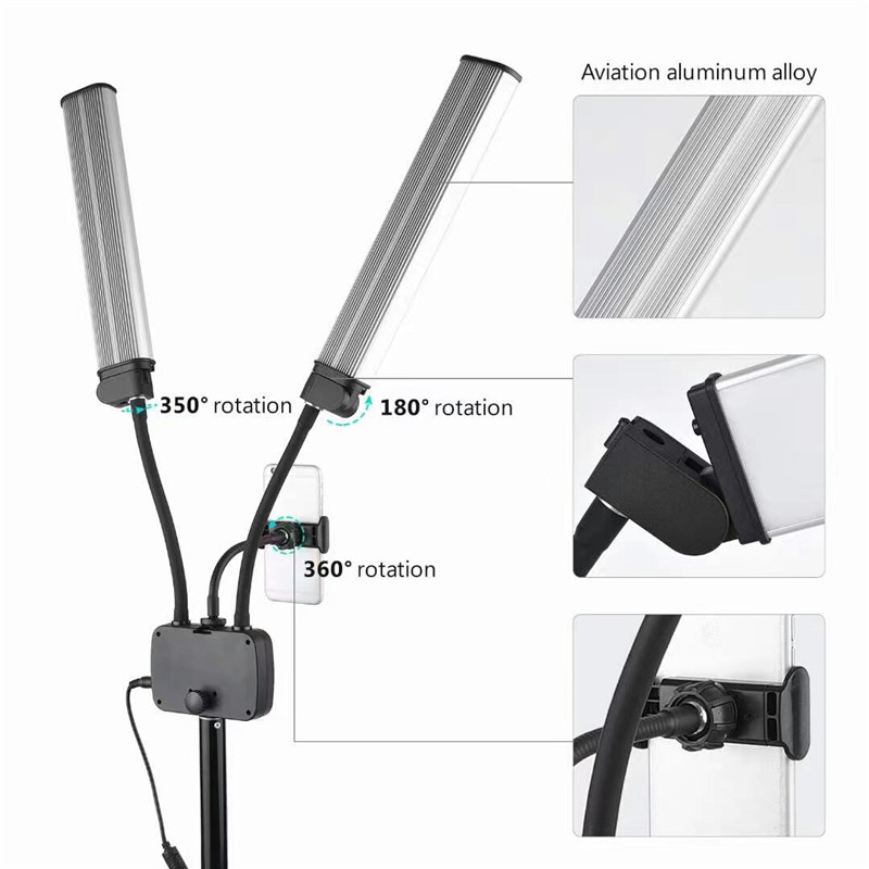 45W LED Video ışığı çift Arms  - Led Strip Selfie incelemesi ve fiyatı