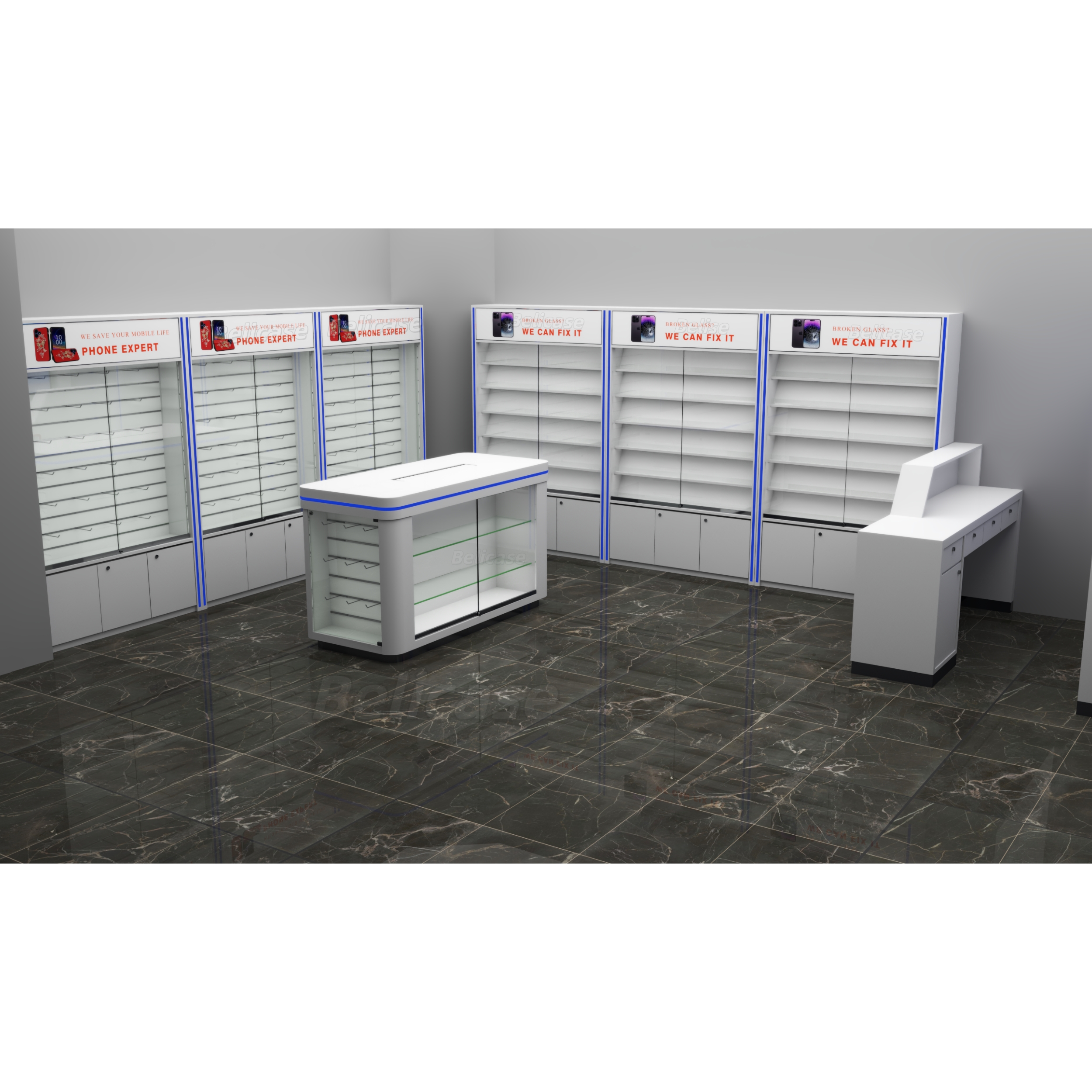Cep Telefonu Mağazası Slatwall - Phone Accessories Rack Display incelemesi ve fiyatı